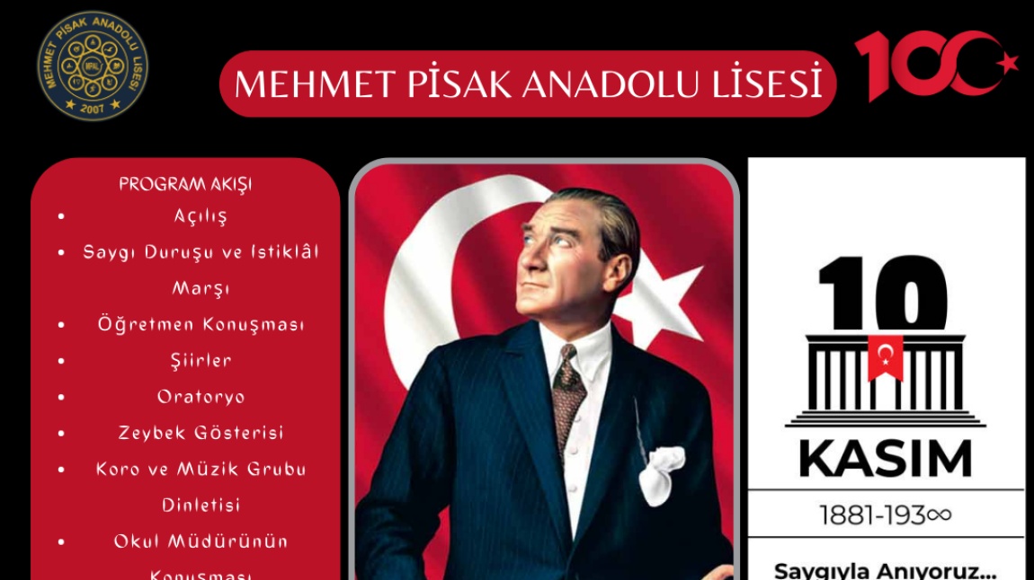 10 Kasım Atatürk'ü Anma Tören Davetiyesi