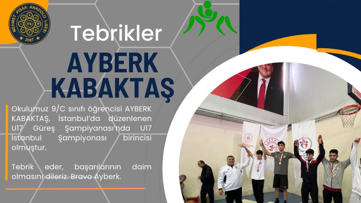U17 İstanbul Şampiyonası Birincisi Ayberk KABAKTAŞ: TEBRİKLER